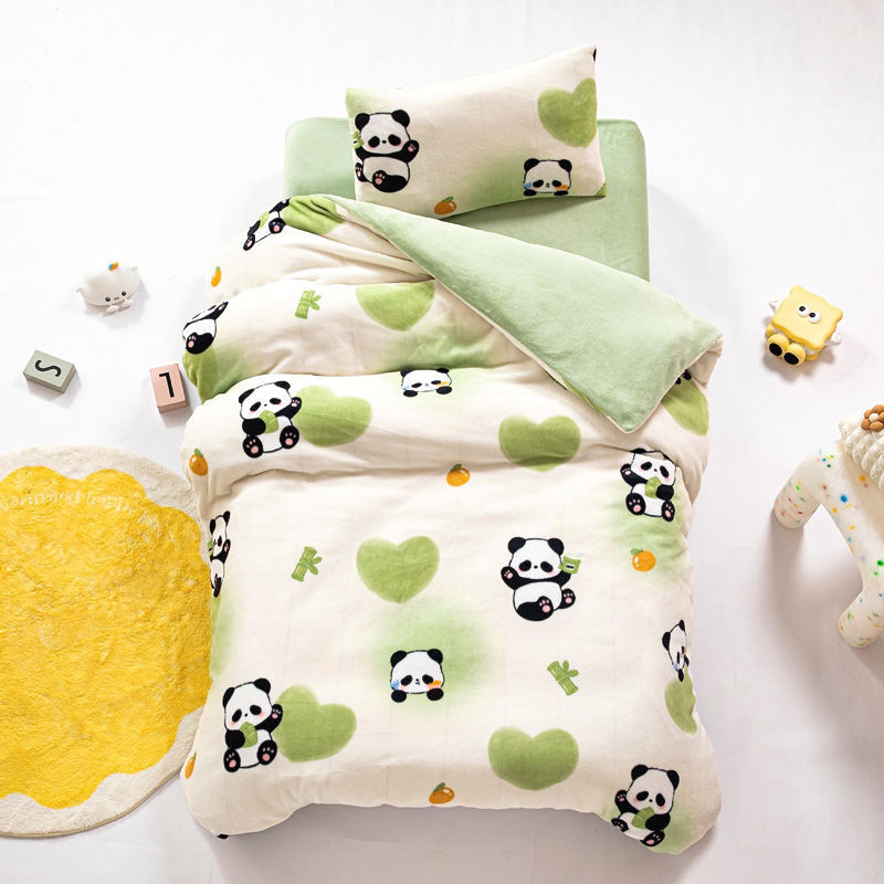 Winter Kindergarten Quilt Three-Piece Set Winter Milk Velvet Quilt Cover Six-Piece Set French Velvet Baby Quilt Coral