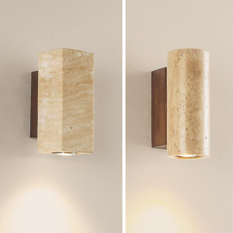 Lámpara de Pared LED de Piedra Amarilla, Estilo Wabi-Sabi Nórdico