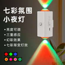 跨境七彩渐变智能小夜灯人体感应磁吸充电式幻彩氛围墙壁灯家居灯