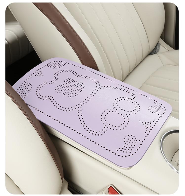 2026 New Cartoon Cola Bear Jelly Leather Car Armrest Box Mat Yellow and Black Armrest Box Mat