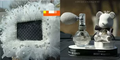 Car ornaments – for Women, Aromatherapy - airbag-violent-bear-aromatherapy-ornament-long-crystal-bead-feather-cushion