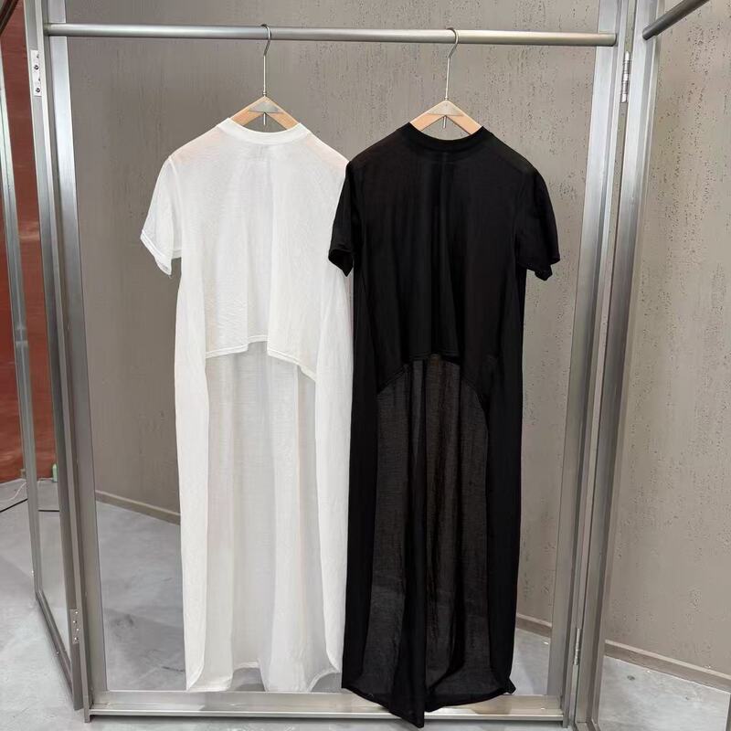 Cross-Border European and American Style 2026 Summer Lightweight Round-Neck Short-Sleeve T-Shirt with Front Short and Back Long Hem, Featuring a Flowing Tail Design That Enhances Slimness and Elegance