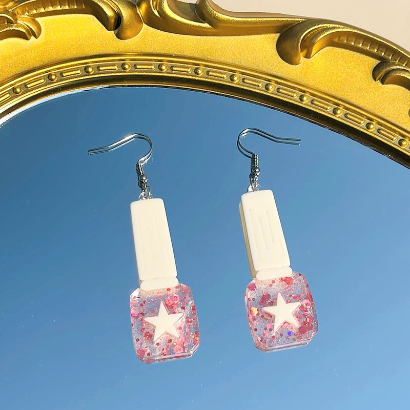 Korean Style Dongdaemun Acrylic Nail Polish Creative Cute Personalized Women's Earrings Wholesale Retro Temperament