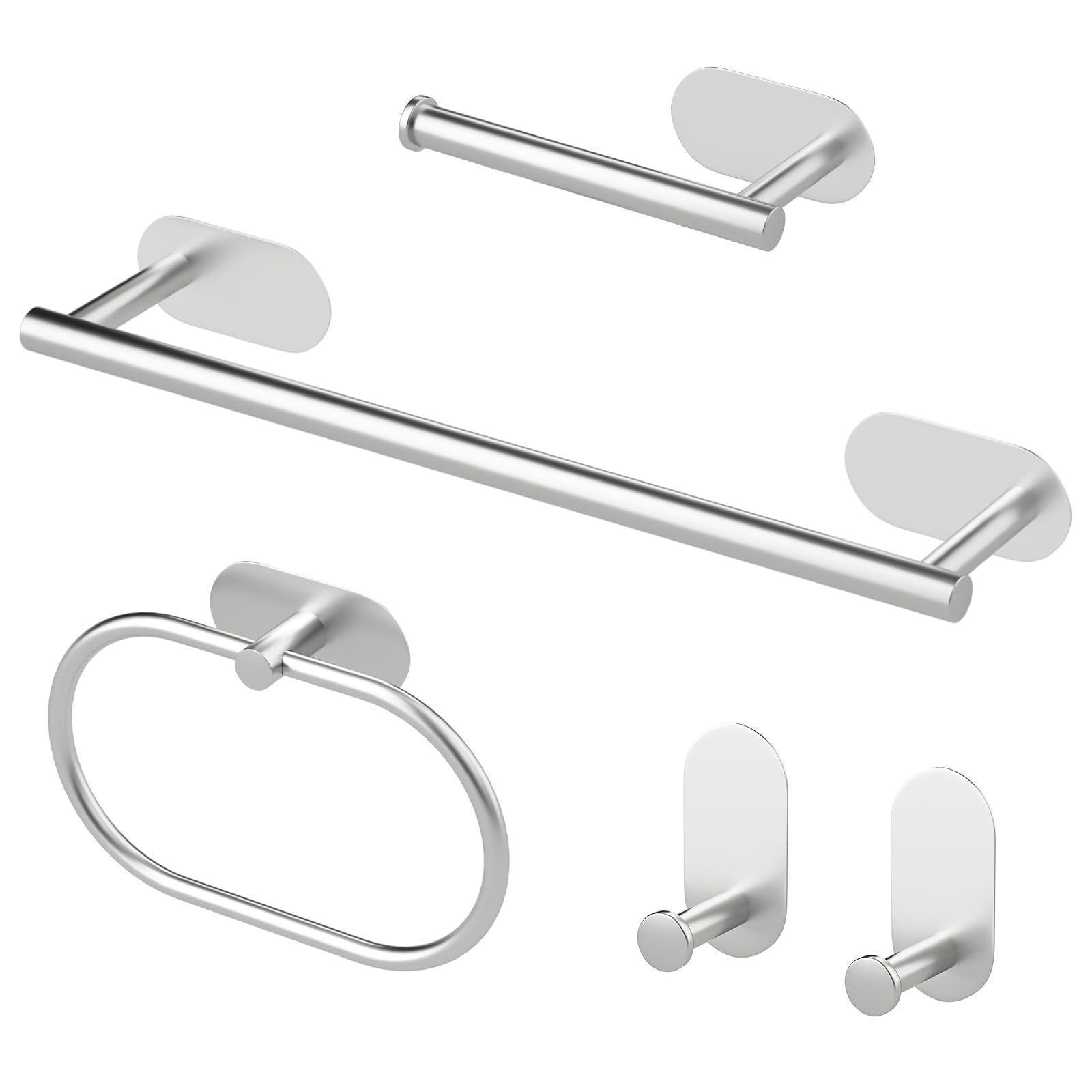 Conjunto de barra de toallas transfronterizas, estante de toallas de baño, estante de papel de baño negro, gancho de ropa sin clavos, conjunto de accesorios de baño image 9