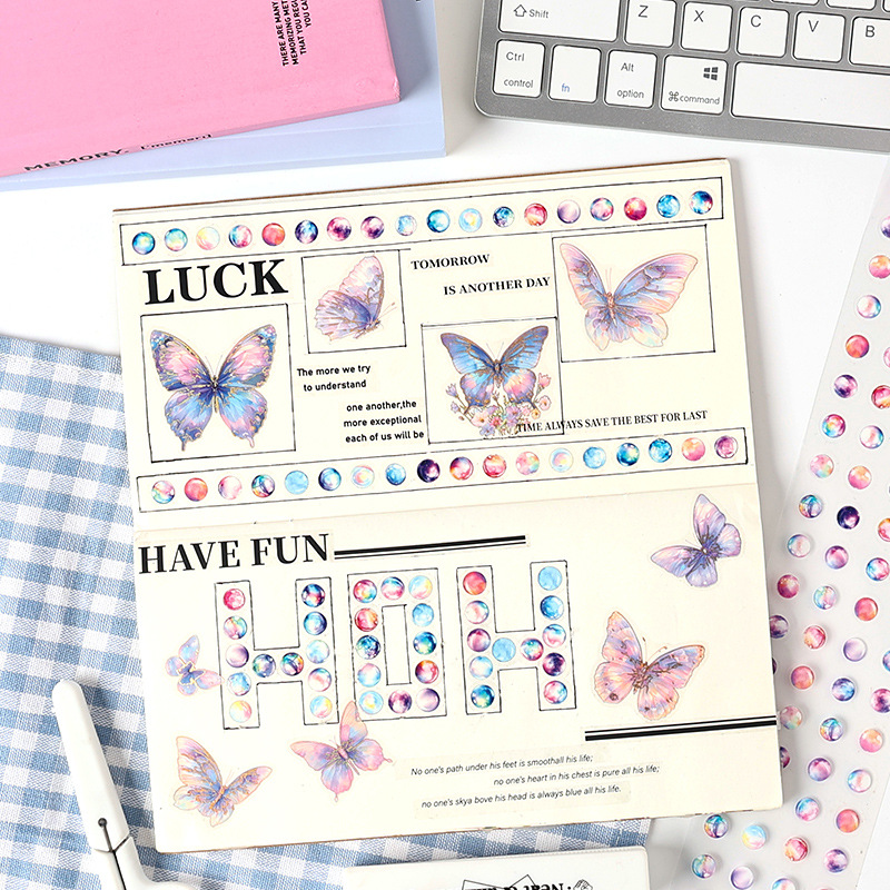 Bubble Time Series Tapicería de troquelado de pet a prueba de agua Juego de caja Diy Material de diario de cuenta manual Cinta de collage decorativa