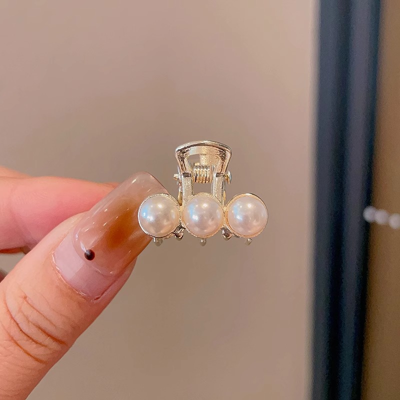 Oreja de conejo pequeño clip de las mujeres de alto grado Perla Rhinestone horquilla accesorios para el cabello Cabeza trasera medio lazo de pelo clip de tiburón horquilla