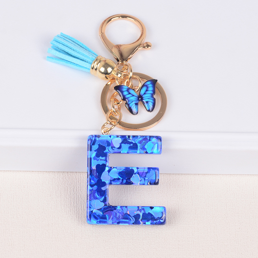 Cross-border Hot Sale 26 letras inglesas llavero de resina de goteo de goma esquinilla llavero de letras de amor personalizado