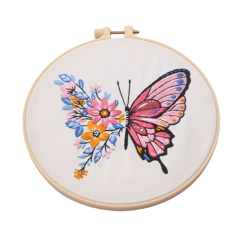 Transfronterizo inglés paquete de material de bordado diy kit mariposa fresca paquete de material de bordado manual