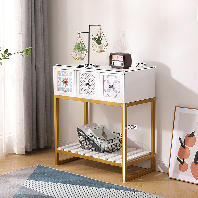 Venta al por mayor de almacenamiento de hierro vintage pintado pecho de cajones gabinete pasillo pequeño apartamento TV gabinete dormitorio almacenamiento balcón gabinete