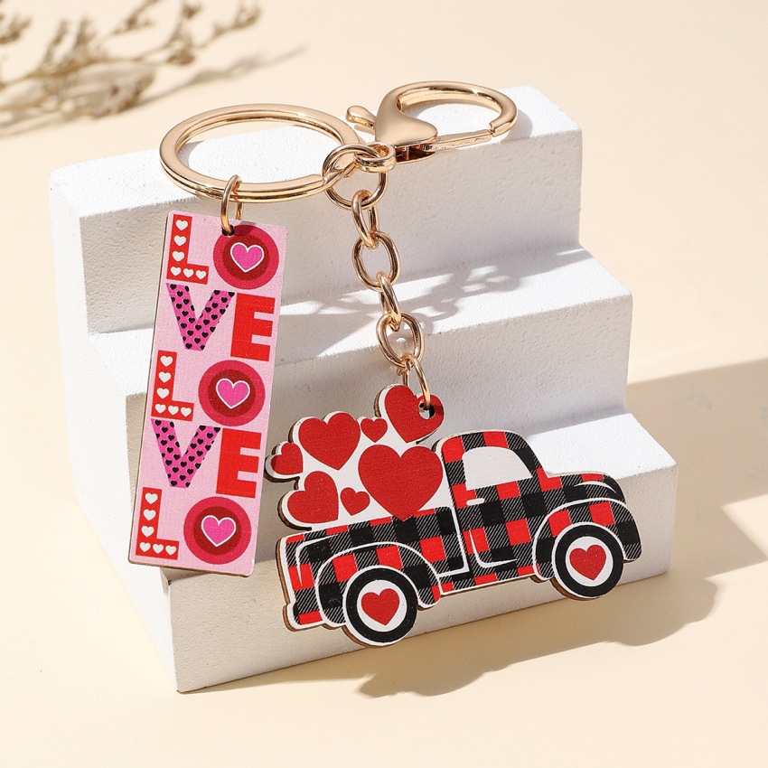 Classic Style, Commute Style Classic Style Commute Letter Heart Shape Wood Valentine'S Day Unisex Bag Pendant Keychain
