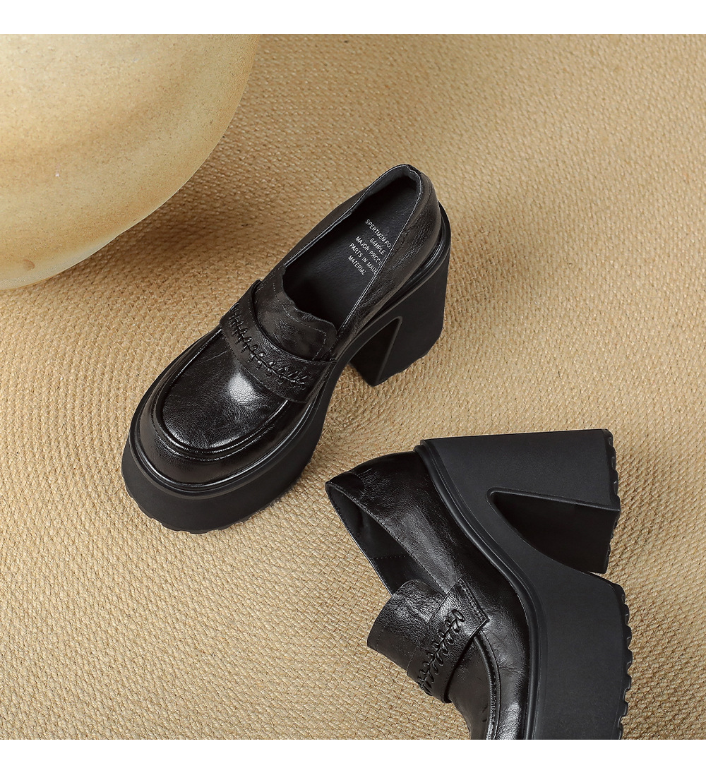 Giày loafer nữ đế dày da cừu non phong cách JK — màu nâu chi tiết 16
