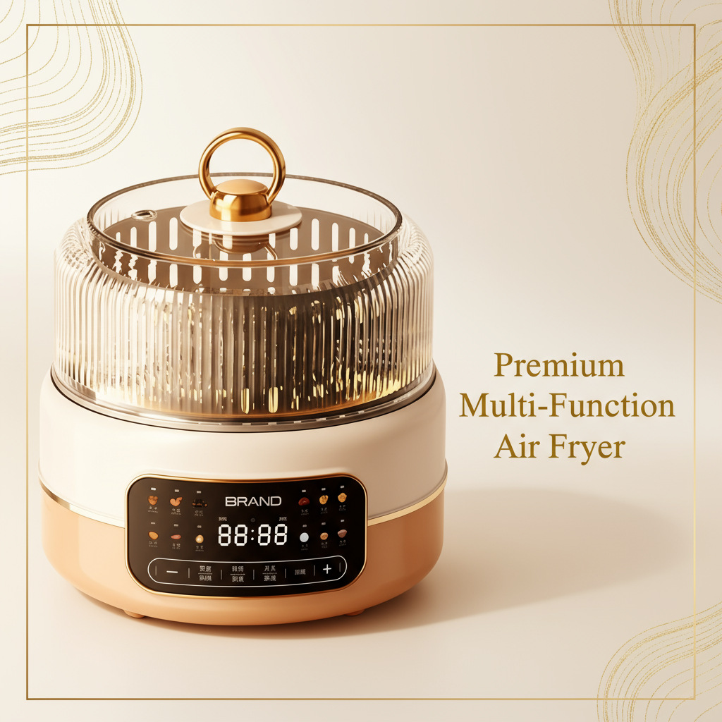 Air Fryer 5L Smart Home Visual Touch Screen Electric Fryer Oil-Free Multifunctional French Fries Oven