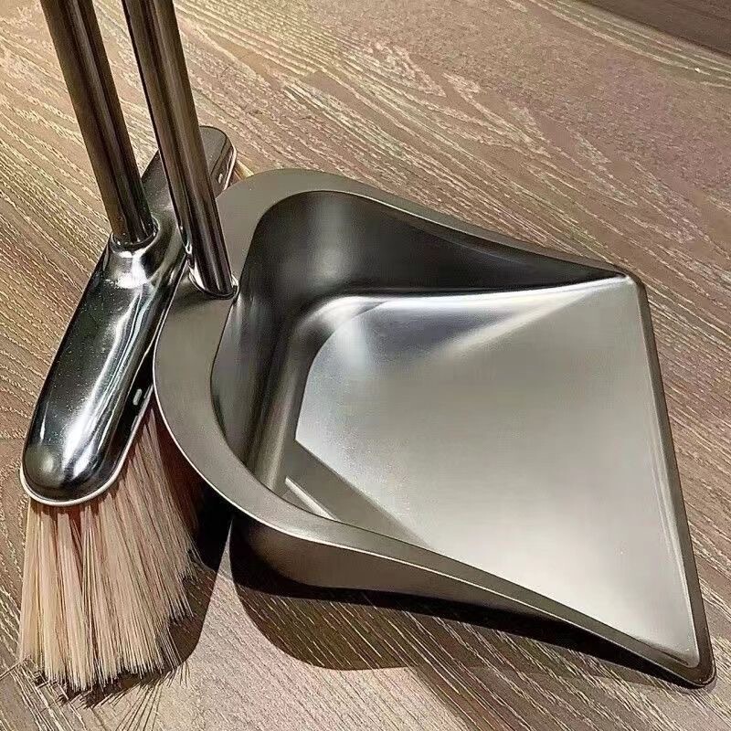 Broom dustpan combination suit household thickened stainless steel long handle broom sweeping non-stick hair garbage shovel wholesale