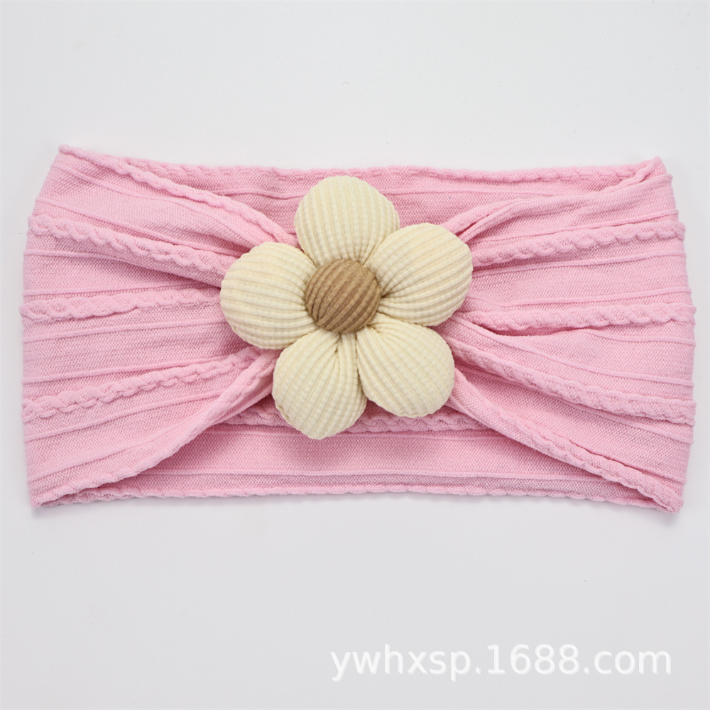 Diadema elástica para bebés, flor de cinco pétalos, accesorio suave para recién nacidas
