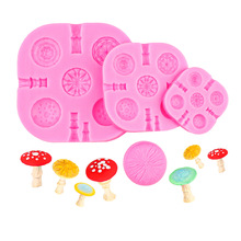 仿真diy微缩石塑蘑菇模具DIY迷你蘑菇巧克力翻糖蛋糕摆件硅胶模具