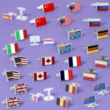 国旗现货袖扣法国英国意大利中国美国俄罗斯加拿大德国西班牙波兰
