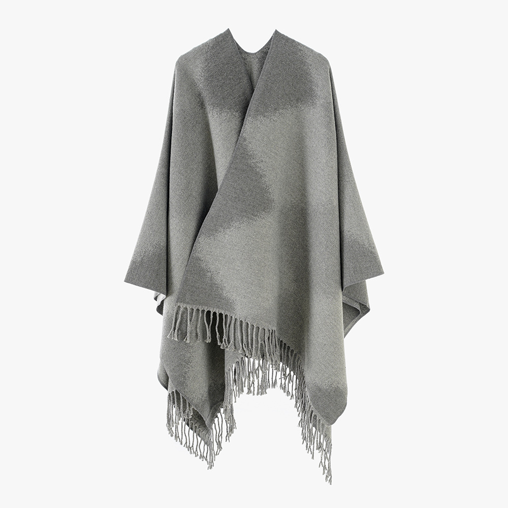 Otoño e invierno nuevo estilo imitación cachemir gris cepillado señoras abalga capa capa gruesa bufanda cálida