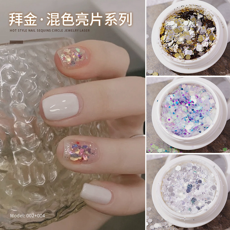 Nail Art with Large Glitter Flakes Mixed with Glitter Powder, Aurora Laser Chameleon Super Glitter, Mermaid Gradient, Trendy Nail Stickers Nail Art with Large Glitter Flakes Mixed with Glitter Powder, Aurora Laser Chameleon Super Glitter, Mermaid Gradient, Trendy Nail Stickers