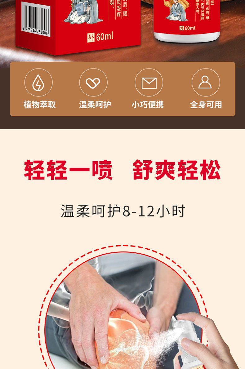 Miao Fang Tou Gu Ye Cooling Spray 60ml External Herbal Body Spray for Neck Shoulder Waist and Legs in use