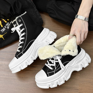2025 New Style Shoes Thick-soled Canvas Couple's Shoes Baotou High-top Cross-border European Size plus size Women's Shoes Suede Snow Boots