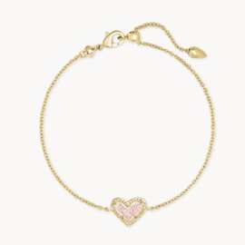 欧美跨境热卖可调节粉水晶爱心手链银色玫瑰金色