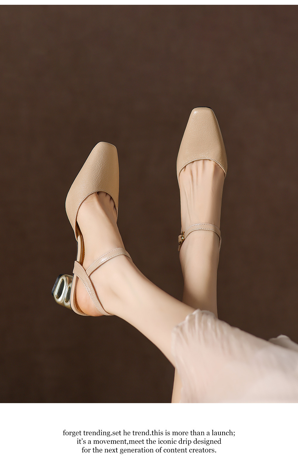 Sandal cao gót nữ mũi nhọn quai ngang kiểu Hàn Quốc — màu trắng ngà chi tiết 11