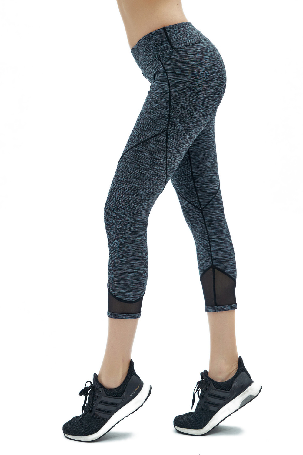 健身裤女高腰弹力欧美七分瑜伽裤裸感亲肤紧身收腰亚马逊运动裤女