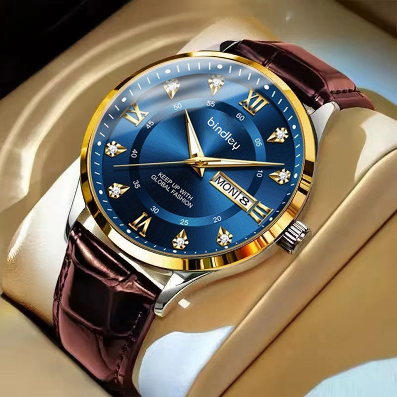 2025 New Men's Watch Men's Cross-Border Watch Waterproof Luminous Dual Calendar Trendy Fashionable Quartz Watch