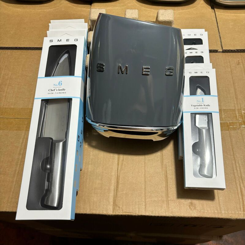 现货意大利SMEG斯麦格全套刀具套装七件套厨房家用欧式不锈钢刀架|undefined