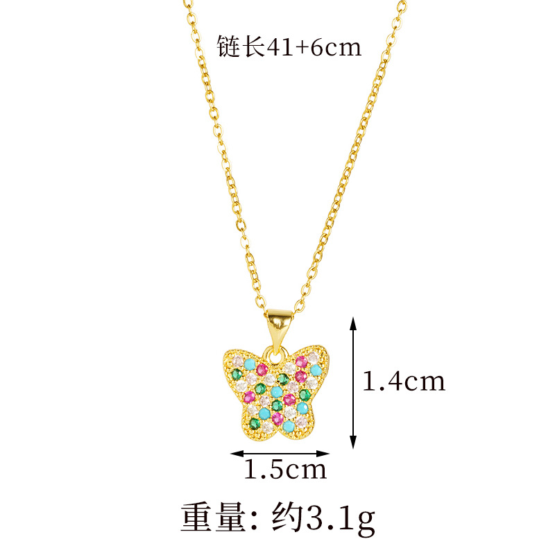 Collar de mariposa de oro de arena vietnamita lleno de pendientes de diamantes moda diseño de todo fósforo ligero lujo durante mucho tiempo conjunto de joyas que no se desvanece