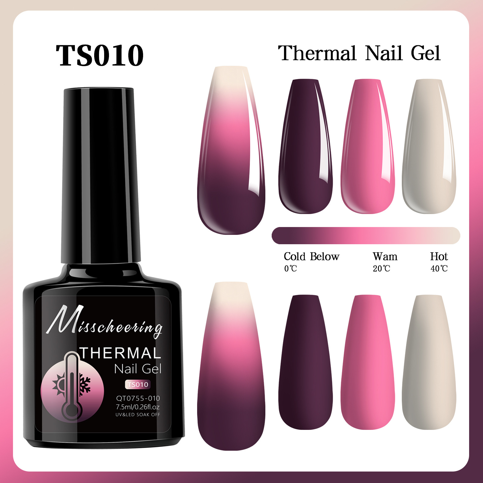 Esmalte de uñas de gel con efecto aurora que cambia con la temperatura, gel de diamante opal, gel de fototerapia de tres etapas que cambia con la temperatura, juego al por mayor.
