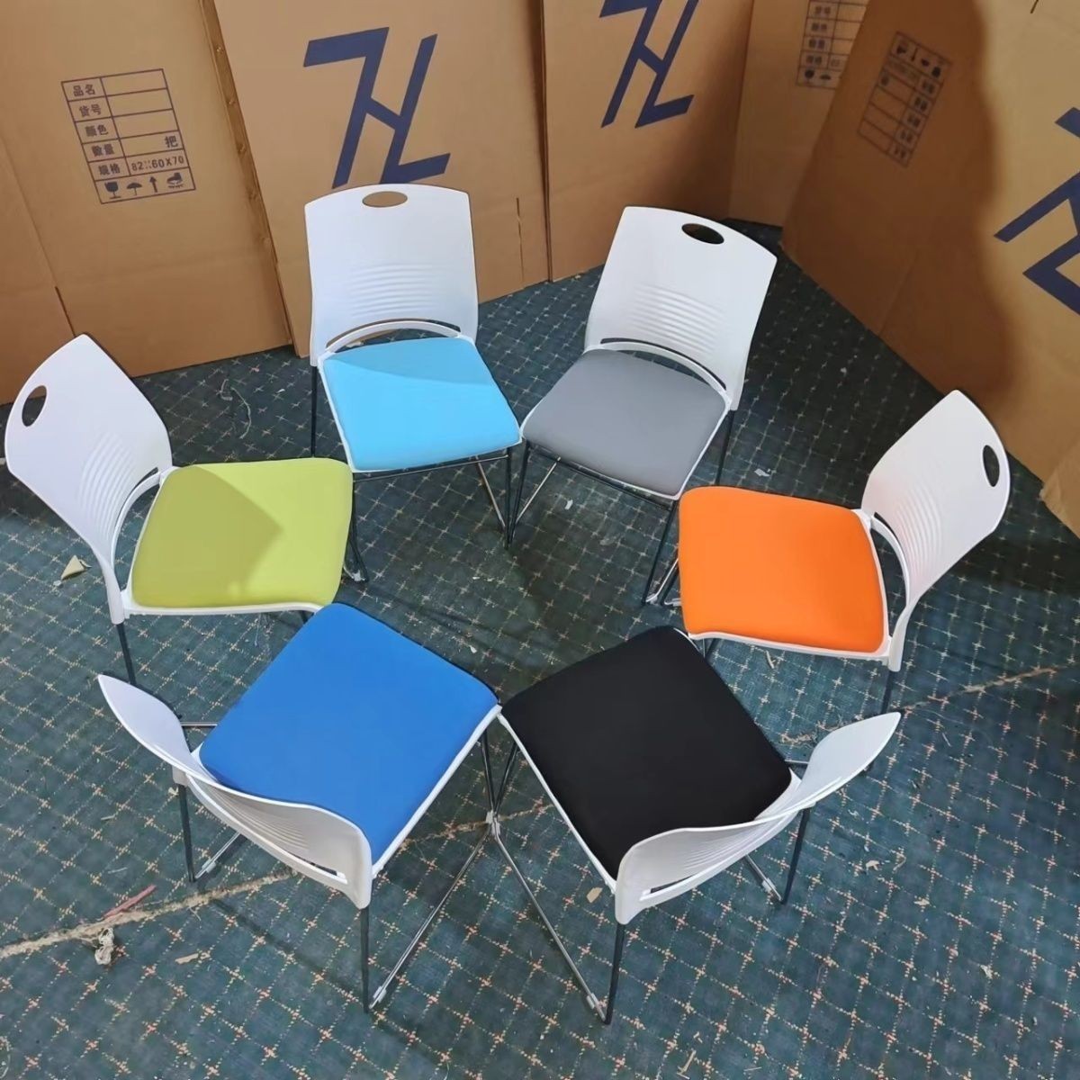 Solid Steel Stackable Training Chairs for Office and Home Use Without Armrests