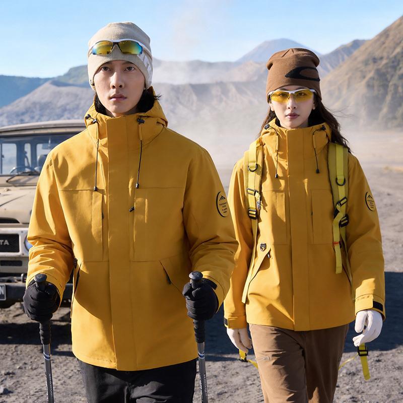 New men's and women's windproof jackets, outdoor waterproof travel three-in-one jackets, durable mountaineering wear