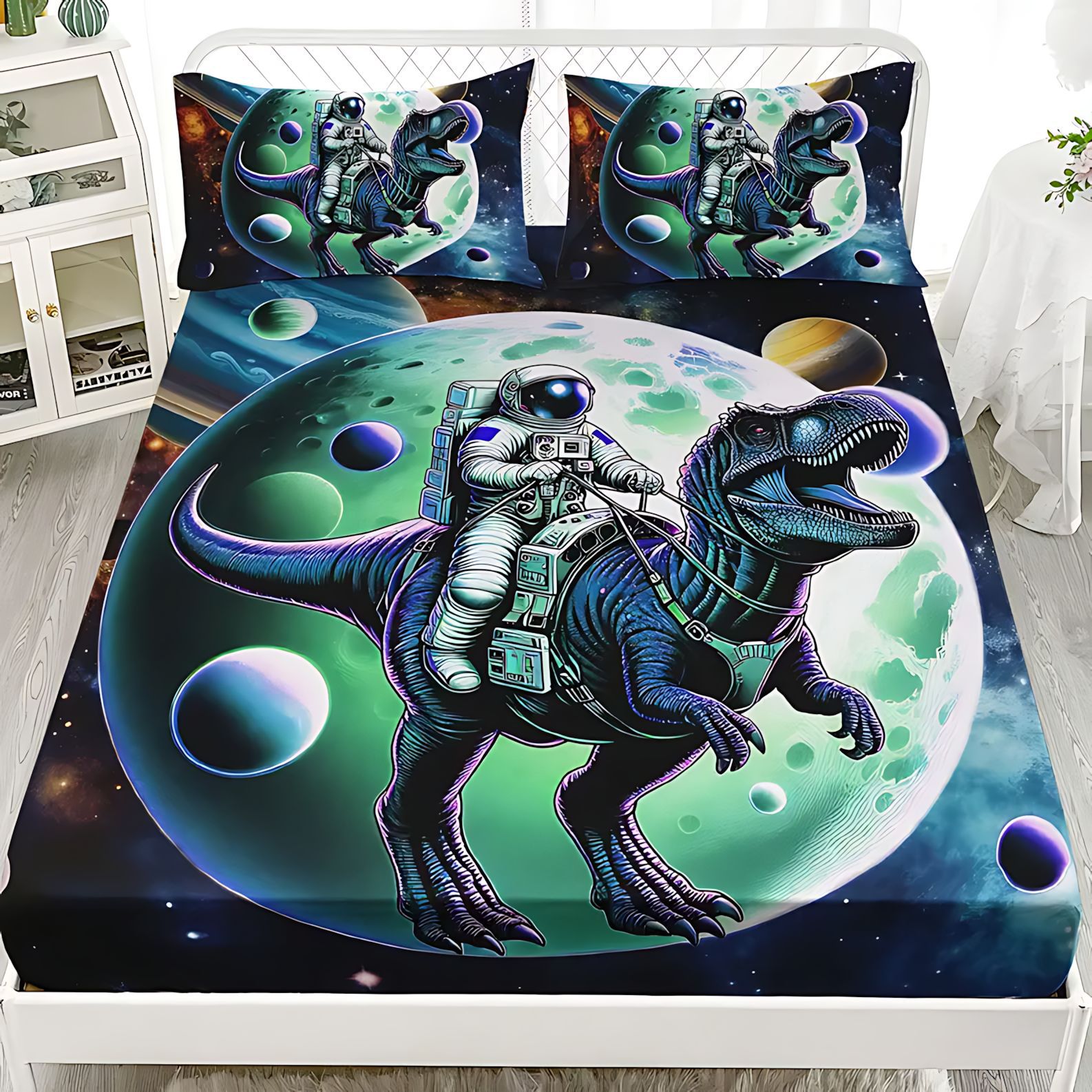 TEMU / JIT comercio exterior transfronterizo dibujos animados astronautas 3D impresión digital cama cama almohada kit para dibujar