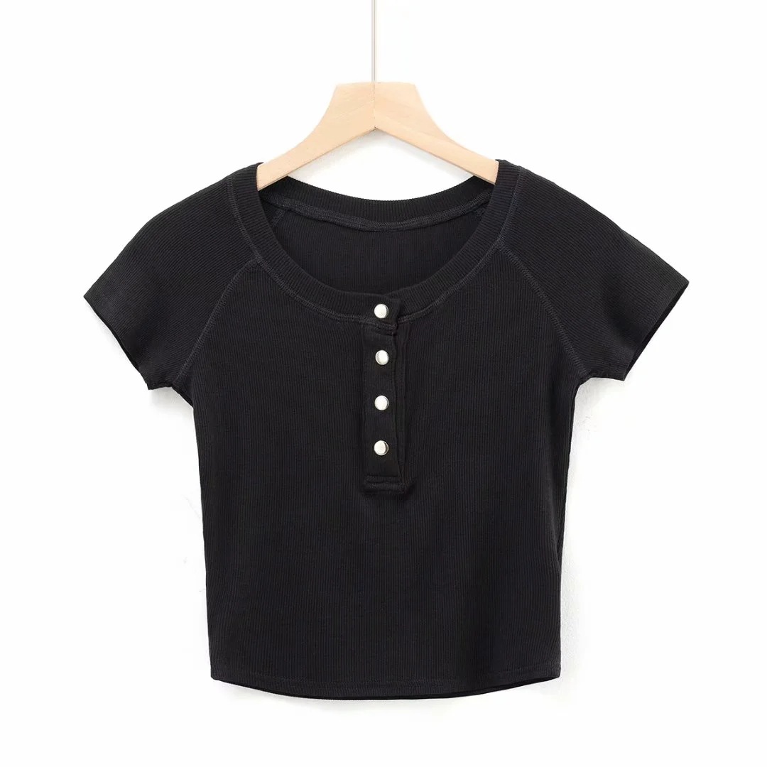 fashion round neck high T-shirt NSHS29701