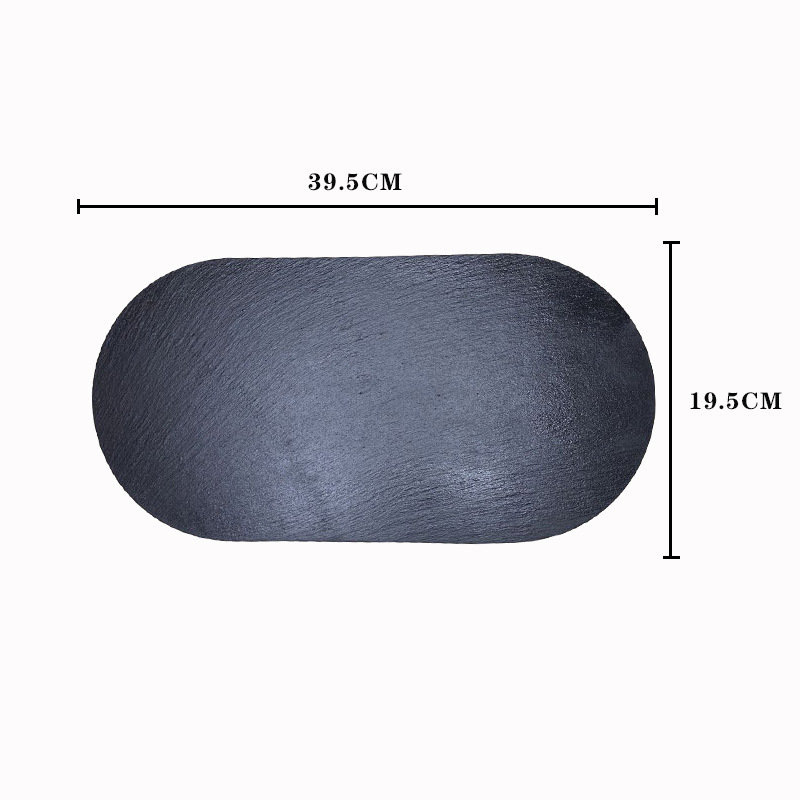 Placa oval negro roca postre sushi plato europeo occidental creativo vajilla placa plana barbacoa Placa de carne