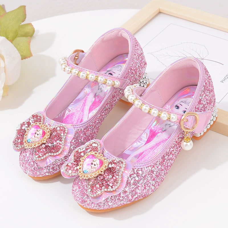 Обувь принцессы Aisha, весенне-Осенняя детская одиночная обувь, кожаная обувь в Корейском стиле для маленьких девочек, обувь с кристаллами для девочек, туфли на высоком каблуке с блестками