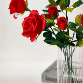 慕美纸艺花ins风高仿真手感保湿圆玫瑰家居装饰客厅插花摄影道具