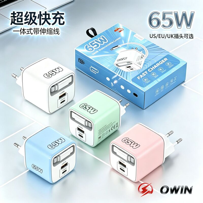 Pd65W Gallium Nitride Retractable Data Cable Charger Head Three-In-One Dual-Port Charging Head Multi-Port Fast Charging Full Protocol Pd65W Gallium Nitride Retractable Data Cable Charger Head Three-In-One Dual-Port Charging Head Multi-Port Fast Charging Full Protocol
