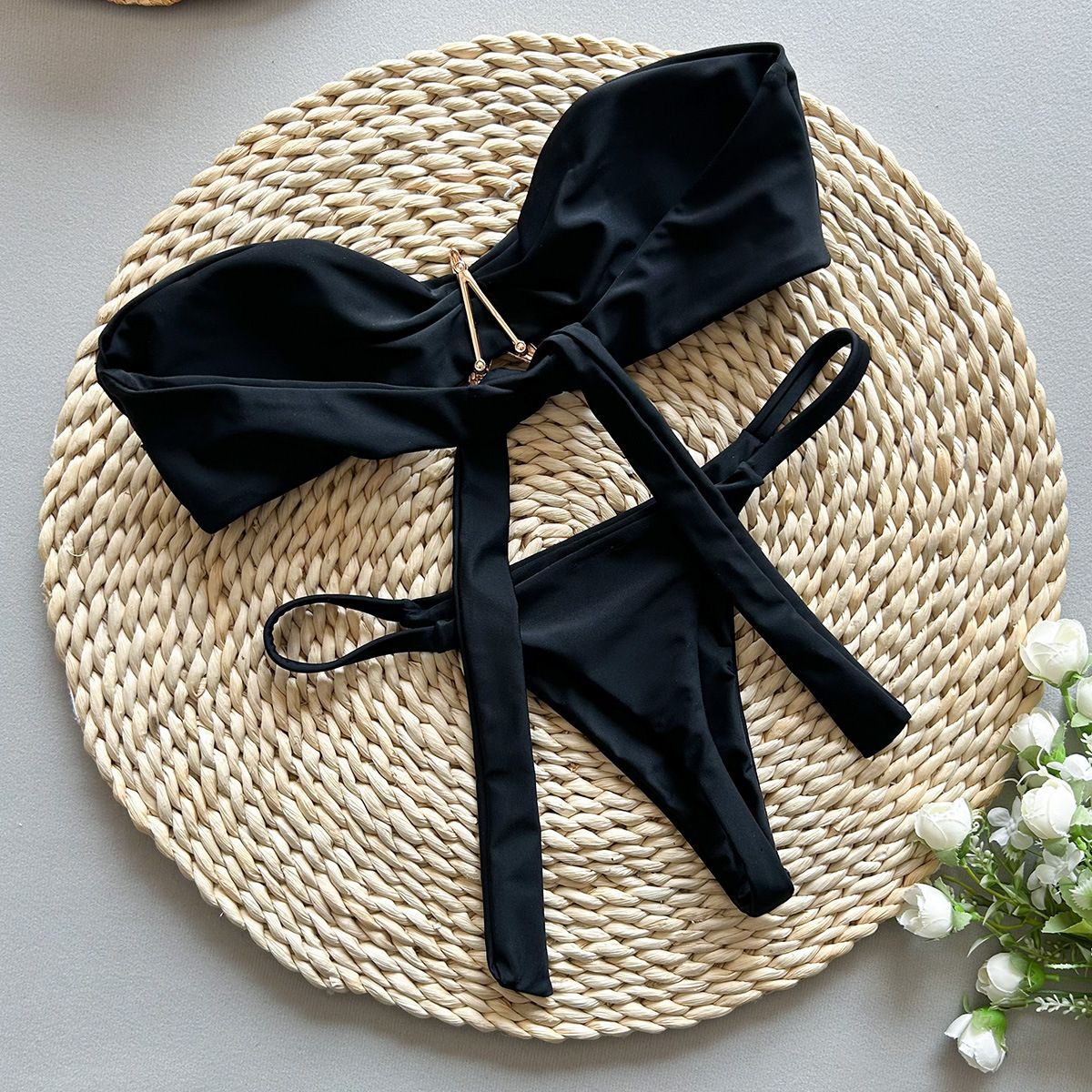 98g Weight Briefs Panties Style Bra Bra Category Nylon Fabric Type 2 Pieces Set Quantity Fitness, Swimming Pool, Sports Occasion Solid Color Pattern Women's Gender Women's Solid Color 2 Pieces Set Bikinis Swimwear 7