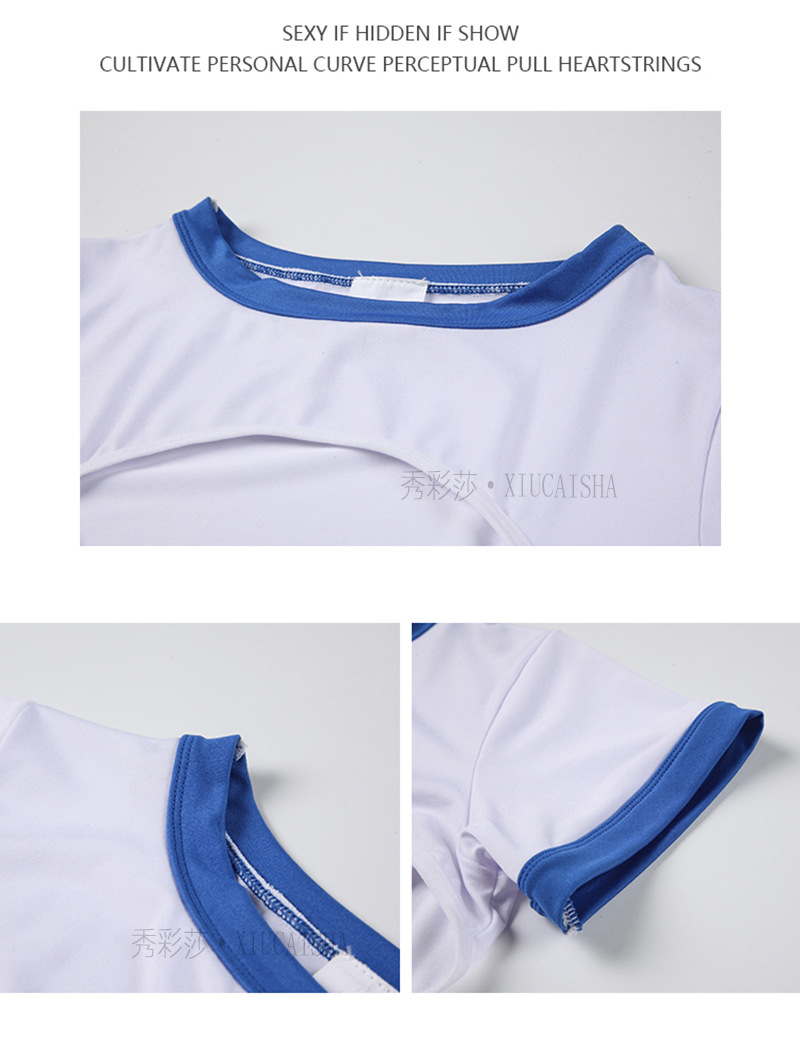 One-Piece Crotchless Lingerie Jumpsuit, Milk Silk Fabric, White Uniform-Style Roleplay — detail image 15