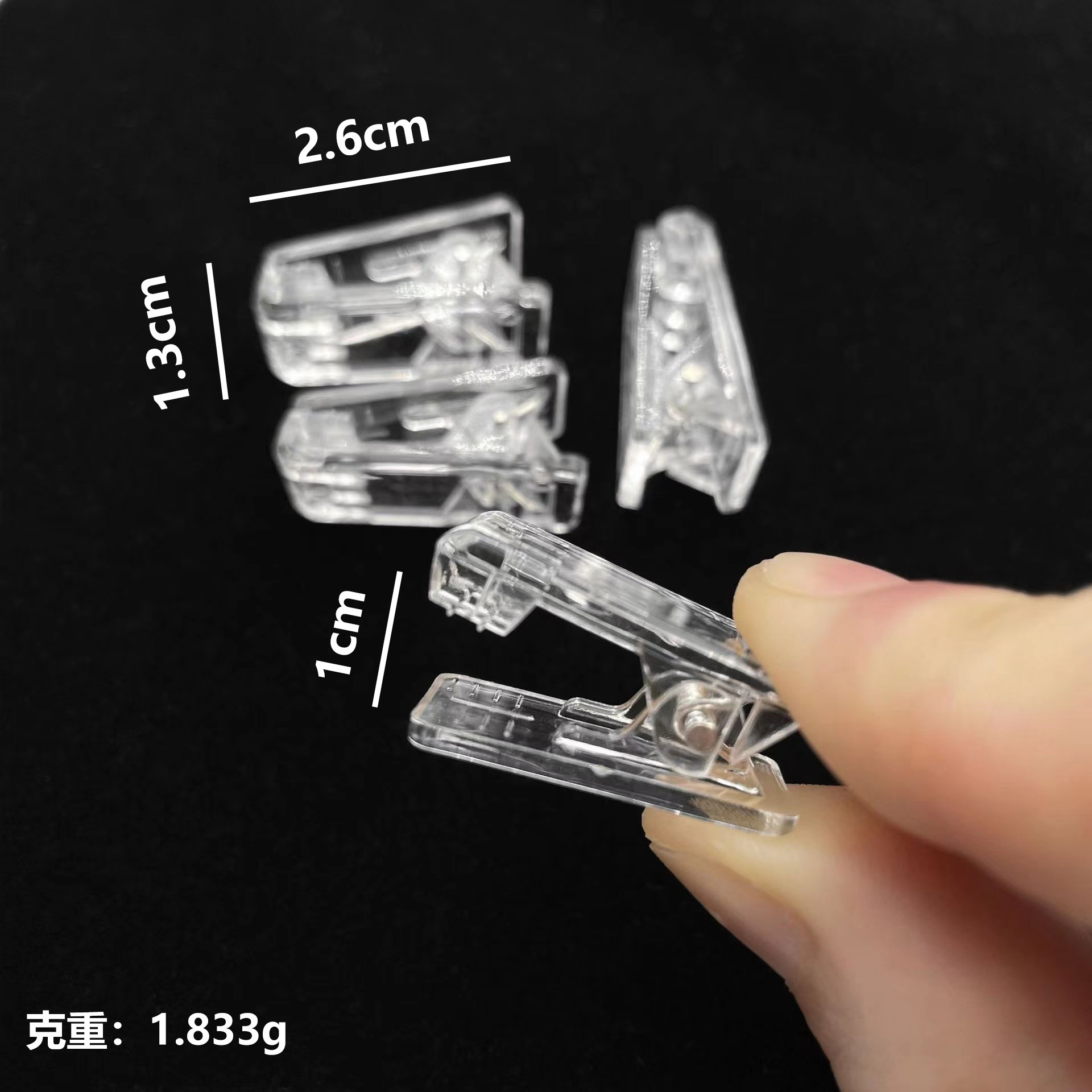 Clip de acrílico, accesorios de papelería, clip de plástico, clip pequeño transparente, clip de trasero con adhesivo, clip de PP de cuenta de mano, bricolaje