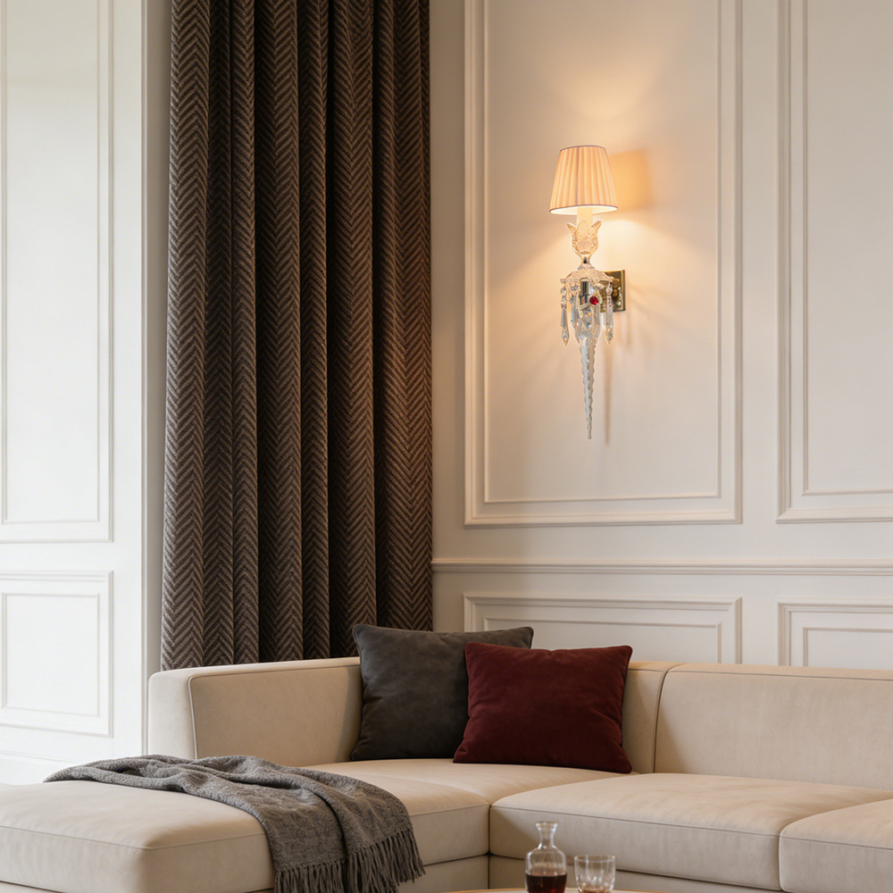 Luz de lujo de cristal francés lámpara de pared de fondo de la sala de estar moderna y simple dormitorio cabezal de cama pasillo lámpara retro