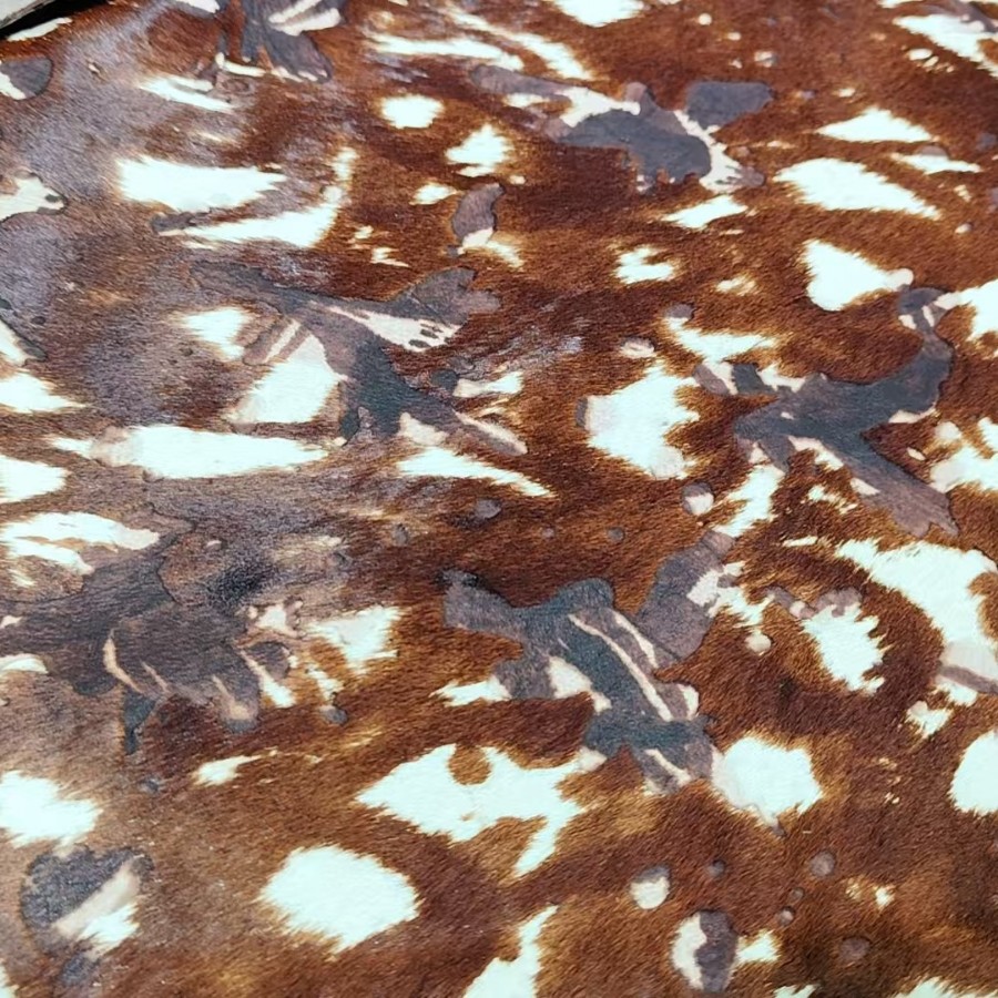 新款印花三色花纹脱毛印花现货牛皮革真牛皮时尚箱包手袋家具皮料