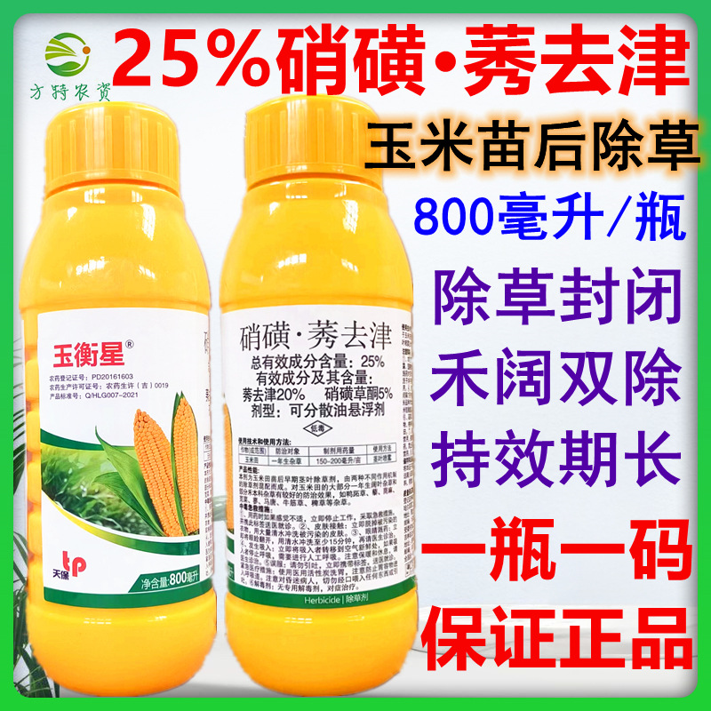 玉衡星 25%硝磺草酮莠去津玉米田苗后专用除草剂玉米除草剂封闭