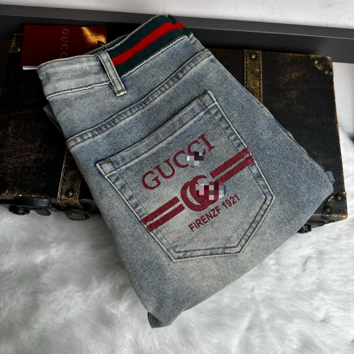 Agra Red Contrast High-end European Men's Jeans Nostalgic Spring and Summer Slim-fit Stretch Wash Small Straight Trousers