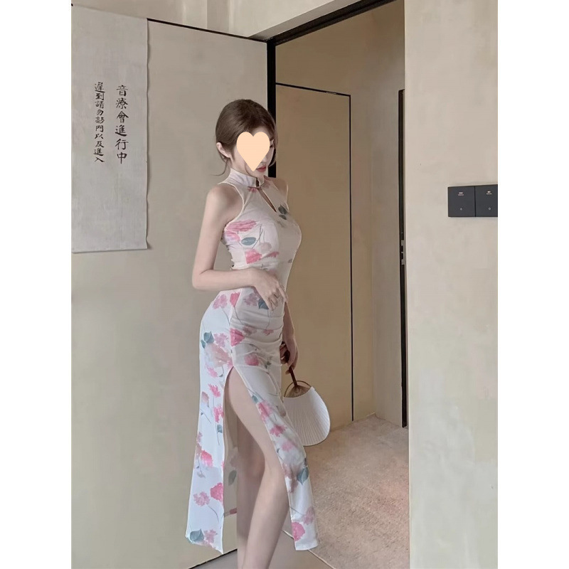 Retro Pure Desire Modified Cheongsam for Young Girls, Slim-Fit High-Slit Dance Dress for Summer Retro Pure Desire Modified Cheongsam for Young Girls, Slim-Fit High-Slit Dance Dress for Summer