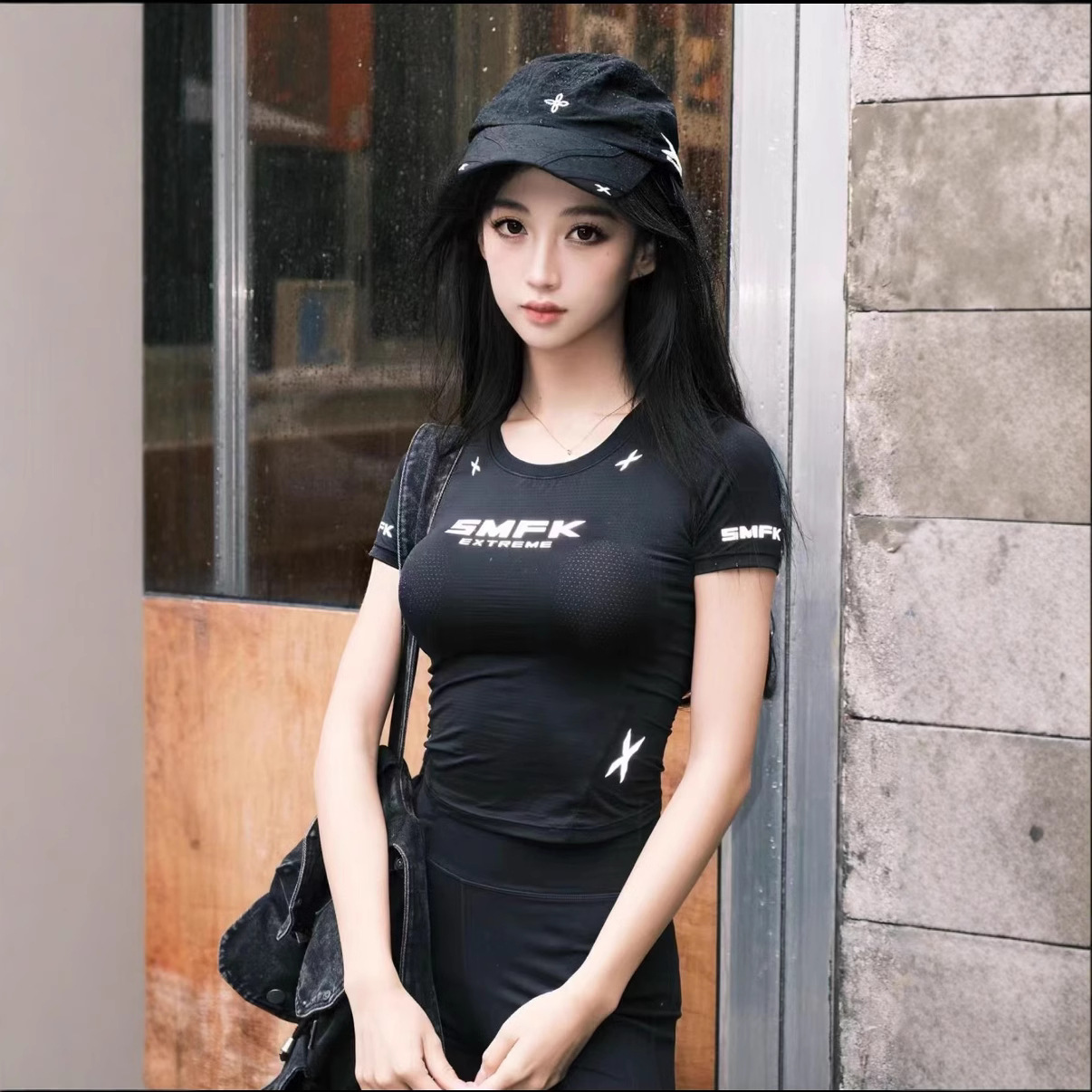 S Kx Extreme Racing Short Tee Quick-Drying Waist High Elastic Short Round Neck Top