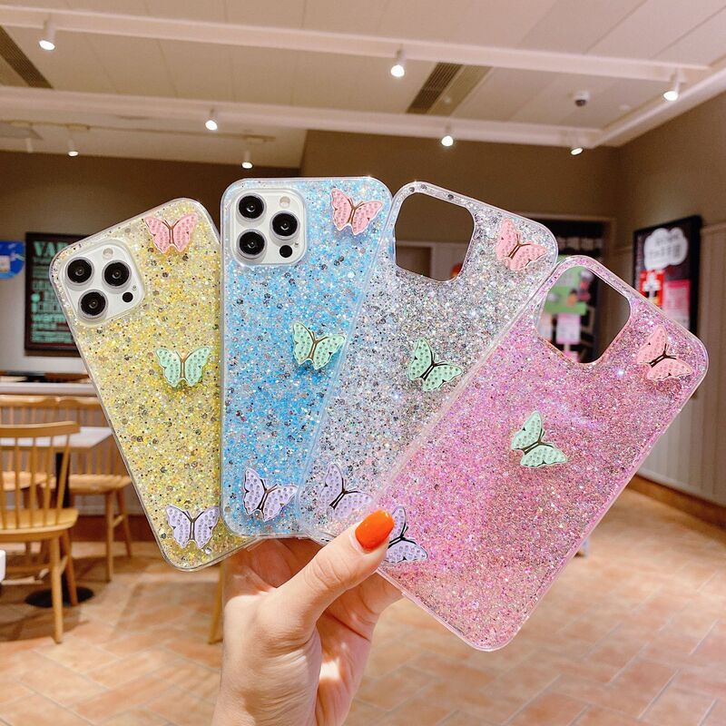 For SX A13 mobile phone case A53/A22/A32 drop glitter a03s flash diamond butterfly S22 soft note20 women