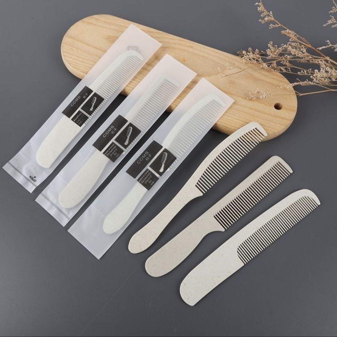 Hotel Disposable Combs for Guest Rooms, Environmentally Friendly Straw Hair Combs for High-End Inns and Guesthouses, Individually Packaged Wholesale